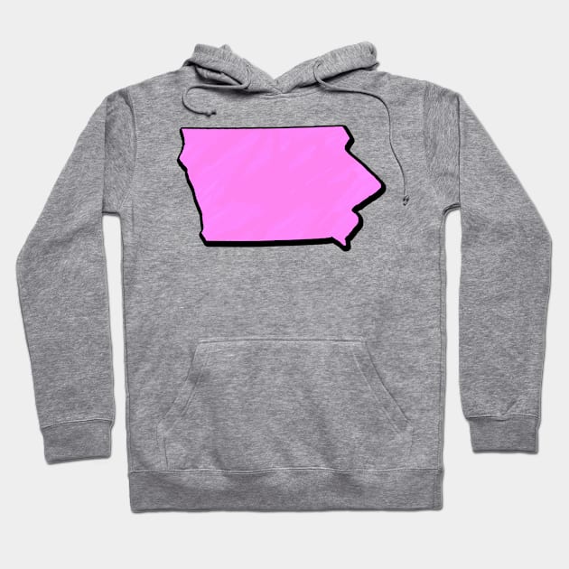 Pink Iowa Outline Hoodie by Mookle